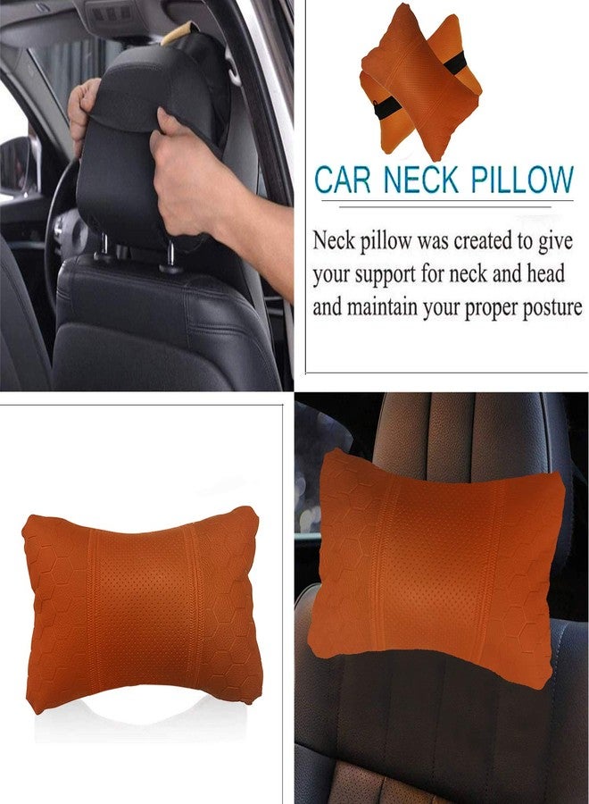 Adroitz Orange Neck Rest Soft Cushion in Leatherette Material Football Design for Car_1229 - Image 4